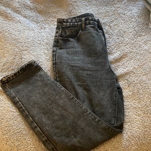 SHEIN high waisted black acid wash mom jeans